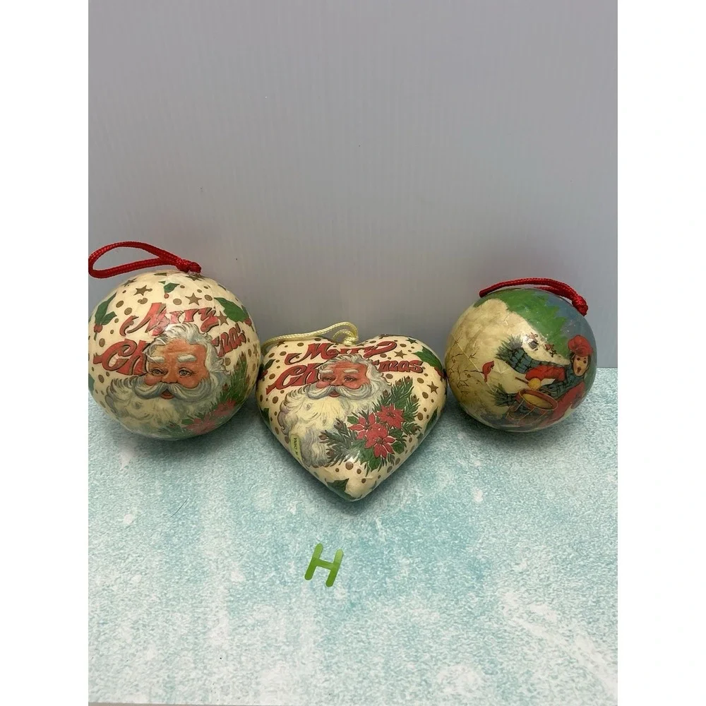 Dover 1989 Lot 3 x Victorian Postcard Christmas‎ Ornaments Heart FLAW